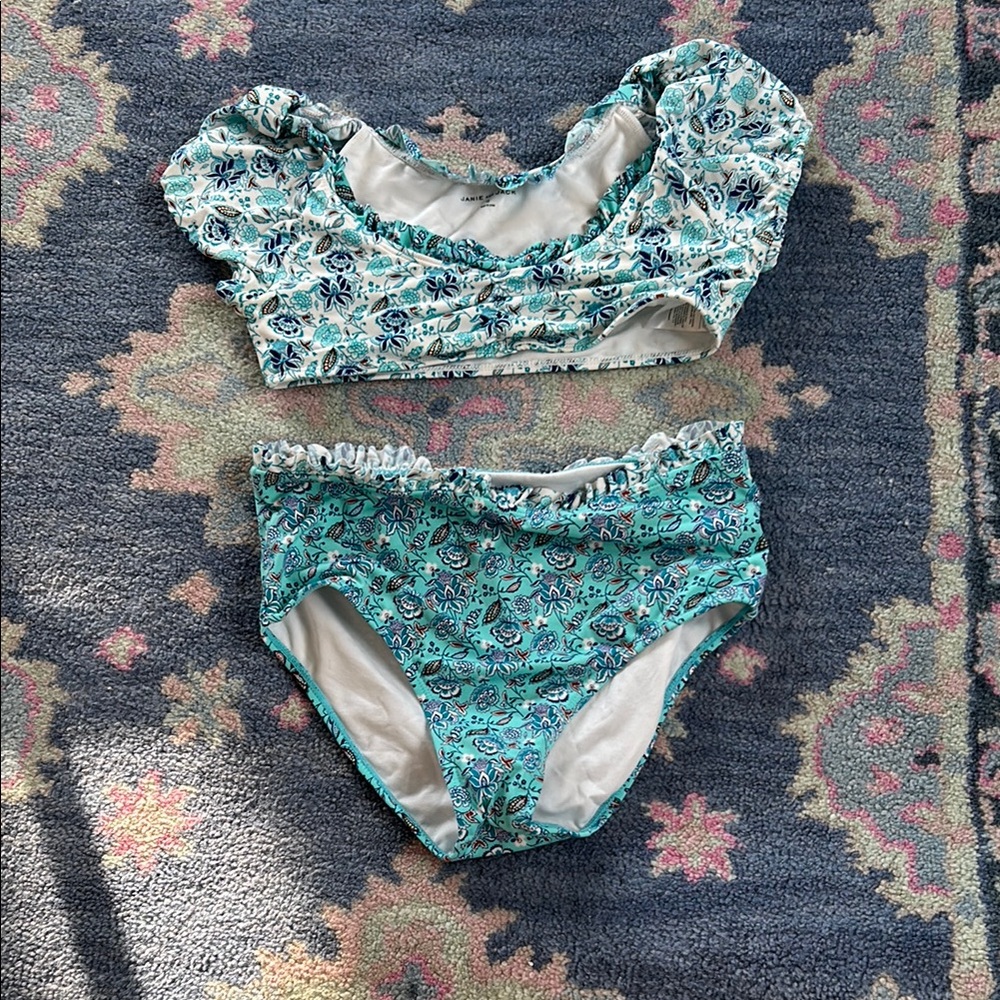 Floral Print Two-Piece Girls 12 Swimsuit